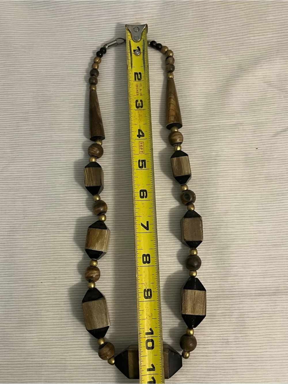 Handcrafted Chunky Brown and Black Wooden Beaded Necklace small spacer beads. - Picture 2 of 2